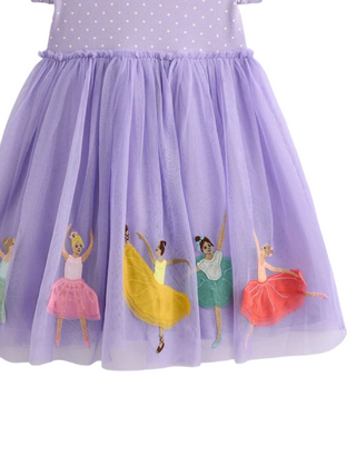Mini Boden Girls' Ballerina Ami Applique Tulle Dress in Purple (Imperfect)