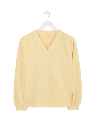 Women's Gigi V Neck Sweatshirt in Light Yellow