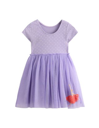 Mini Boden Girls' Ballerina Ami Applique Tulle Dress in Purple (Imperfect)