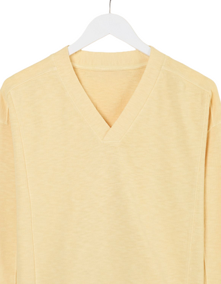 Women's Gigi V Neck Sweatshirt in Light Yellow