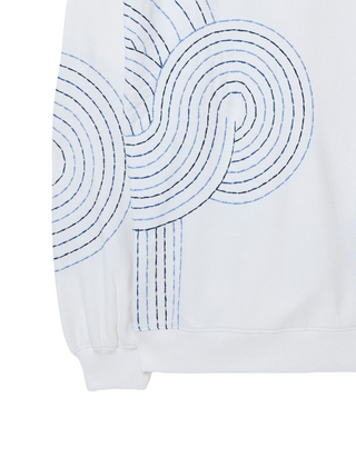 Women's Long Sleeve Alex Natural Embroidered Sweatshirt in White