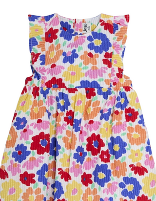 Jojo Maman Babe Floral Frill Shoulder Summer Dress in Fucshia Pink