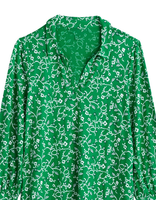 Women's Misty Sky Organic Cotton Shirt in Twirling Vines Island