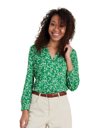 Women's Misty Sky Organic Cotton Shirt in Twirling Vines Island