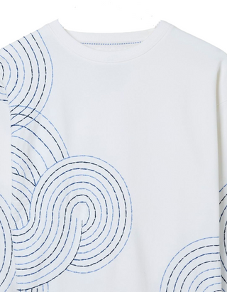 Women's Long Sleeve Alex Natural Embroidered Sweatshirt in White