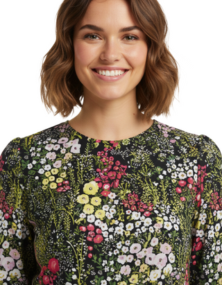 Women's Dress Long Sleeve Crew Neck Knee Length Tiered Ruffle Hem