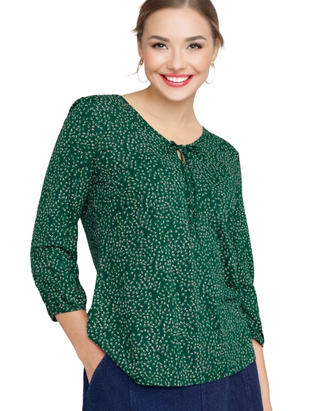 Women's Valley Top in Leaf Sprig Dark Fern