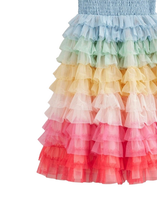 Mini Boden Girls' Rainbow Skirt Tulle Dress in Blue (Imperfect)