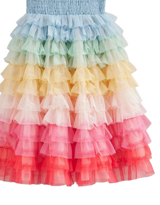 Mini Boden Girls' Rainbow Skirt Tulle Dress in Blue (Imperfect)