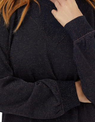 Women's Long Sleeve Noa Sparkle Sweat Dress in Navy (IMPERFECT)