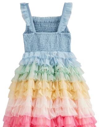 Mini Boden Girls' Rainbow Skirt Tulle Dress in Blue (Imperfect)