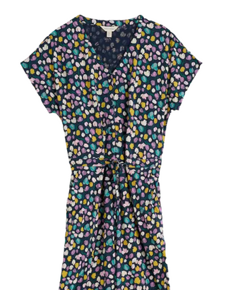 Women's Cotton Jersey Short Sleeve Wide Leg Rose Trails Jumpsuits in Spring Tulips Maritime