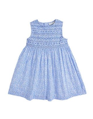 JOJO Maman Girl's Bud Floral Smocked Dress in Blue
