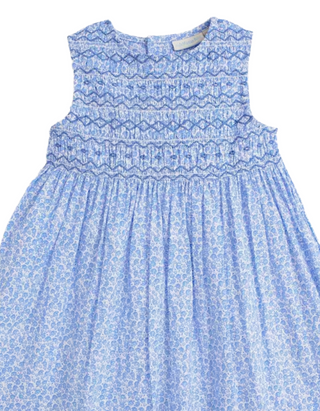 JOJO Maman Girl's Bud Floral Smocked Dress in Blue
