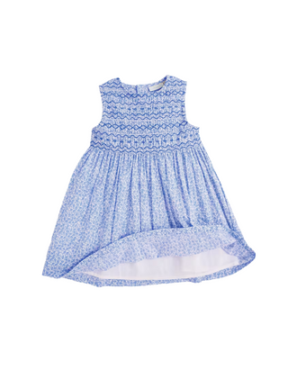 JOJO Maman Girl's Bud Floral Smocked Dress in Blue