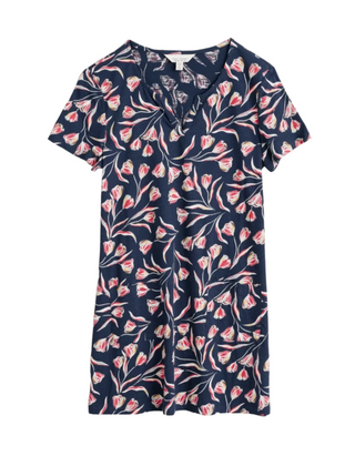 Women's Artist's Palette V-neck Tunic in Navy Tile Jam (Imperfect)