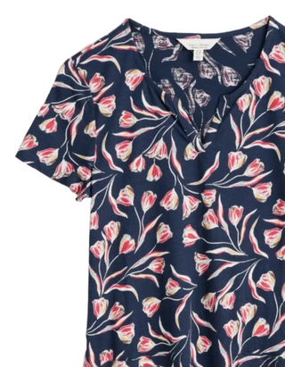 Women's Artist's Palette V-neck Tunic in Navy Tile Jam (Imperfect)