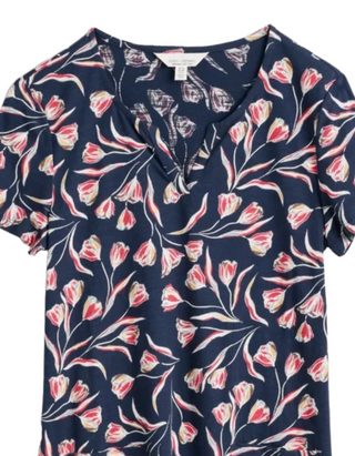 Women's Artist's Palette V-neck Tunic in Navy Tile Jam (Imperfect)