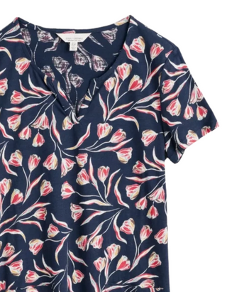 Women's Artist's Palette V-neck Tunic in Navy Tile Jam (Imperfect)