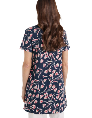 Women's Artist's Palette V-neck Tunic in Navy Tile Jam (Imperfect)