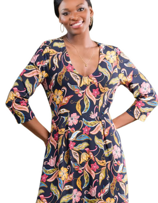 Women's Helena Midi Dress in Folky Bloom Maritime