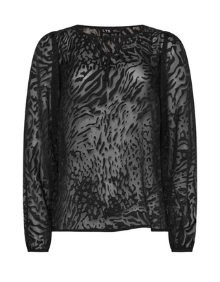 Women's Tall Animal Burnout Tie Blouse in Black (Imperfect)