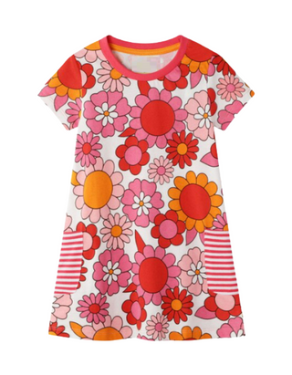 Mini Boden Girl's Floral Printed Tunic in Pink Camelia Floral
