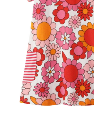 Mini Boden Girl's Floral Printed Tunic in Pink Camelia Floral