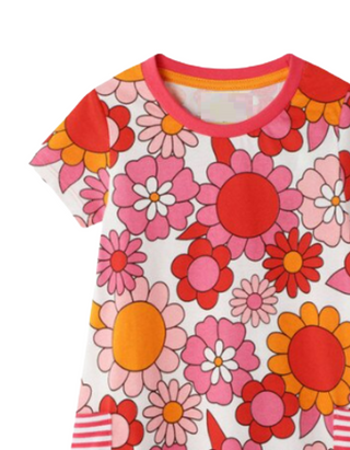 Mini Boden Girl's Floral Printed Tunic in Pink Camelia Floral