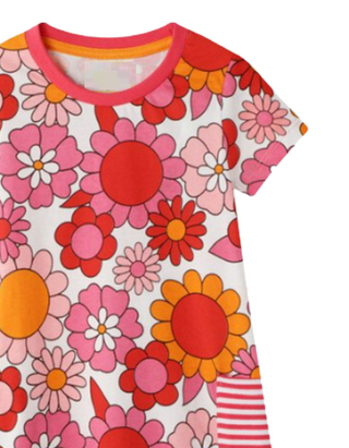 Mini Boden Girl's Floral Printed Tunic in Pink Camelia Floral