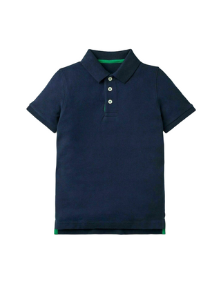 Mini Boden Boy's Solid Pique Polo T-Shirt in Navy