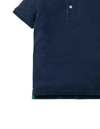 Mini Boden Boy's Solid Pique Polo T-Shirt in Navy