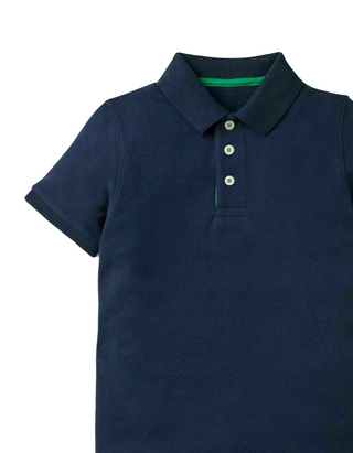Mini Boden Boy's Solid Pique Polo T-Shirt in Navy