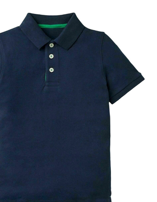 Mini Boden Boy's Solid Pique Polo T-Shirt in Navy