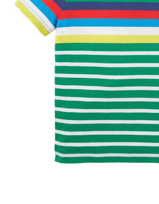 Mini Boden Boy's Rainbow Breton T-shirt in Highland Green Rainbow