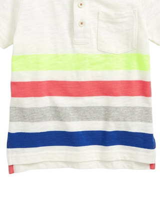 Mini Boden Boy's Rainbow Jersey Polo in Ivory Multi