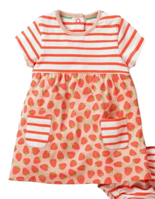 Baby Boden Baby Strawberry Hotchpotch Dress and Knickers Set in Peach Melba