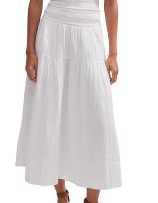 Women's Cheesecloth Midi Skirt in Cotton Cheesecloth White