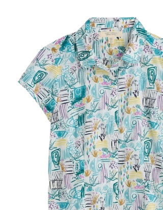 Women's Rushmaker Short Sleeve 100% Cotton Shirt in Blue Chrome