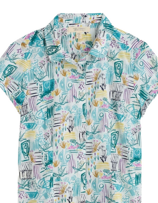 Women's Rushmaker Short Sleeve 100% Cotton Shirt in Blue Chrome