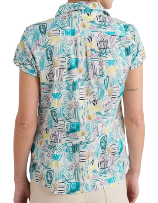 Women's Rushmaker Short Sleeve 100% Cotton Shirt in Blue Chrome