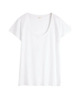 Women's Hari Scoop Neck Cotton Slub T-Shirt in White