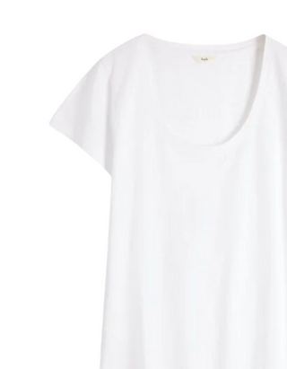Women's Hari Scoop Neck Cotton Slub T-Shirt in White