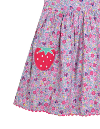 JOJO Maman Girl's Strawberry Summer Sleeveless Appliqué Dress in Pink