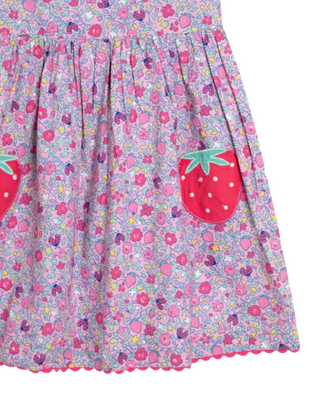 JOJO Maman Girl's Strawberry Summer Sleeveless Appliqué Dress in Pink