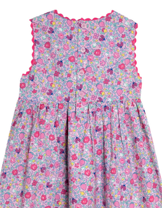 JOJO Maman Girl's Strawberry Summer Sleeveless Appliqué Dress in Pink