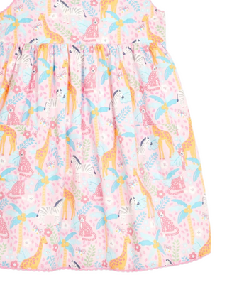 JOJO Maman Bebe Girl's Safari Animals Cross Back Dress in Pink