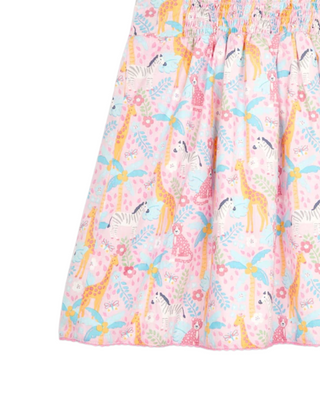 JOJO Maman Bebe Girl's Safari Animals Cross Back Dress in Pink