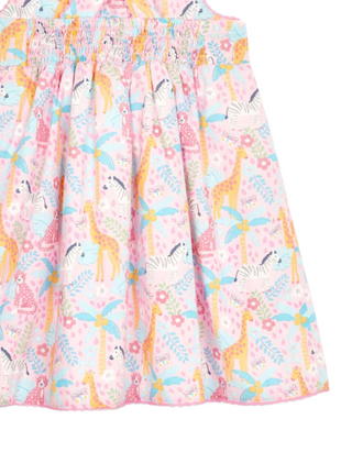 JOJO Maman Bebe Girl's Safari Animals Cross Back Dress in Pink