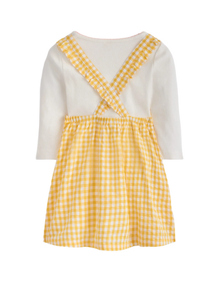 mini boden yellow dress Mini Boden 5-6 Mustard Yellow Cord Dress With Floral Lining